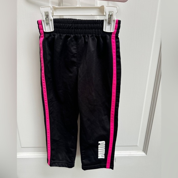 NWOT Puma 2T Black & Pink Stripe Workout Girls Pants - Picture 1 of 4